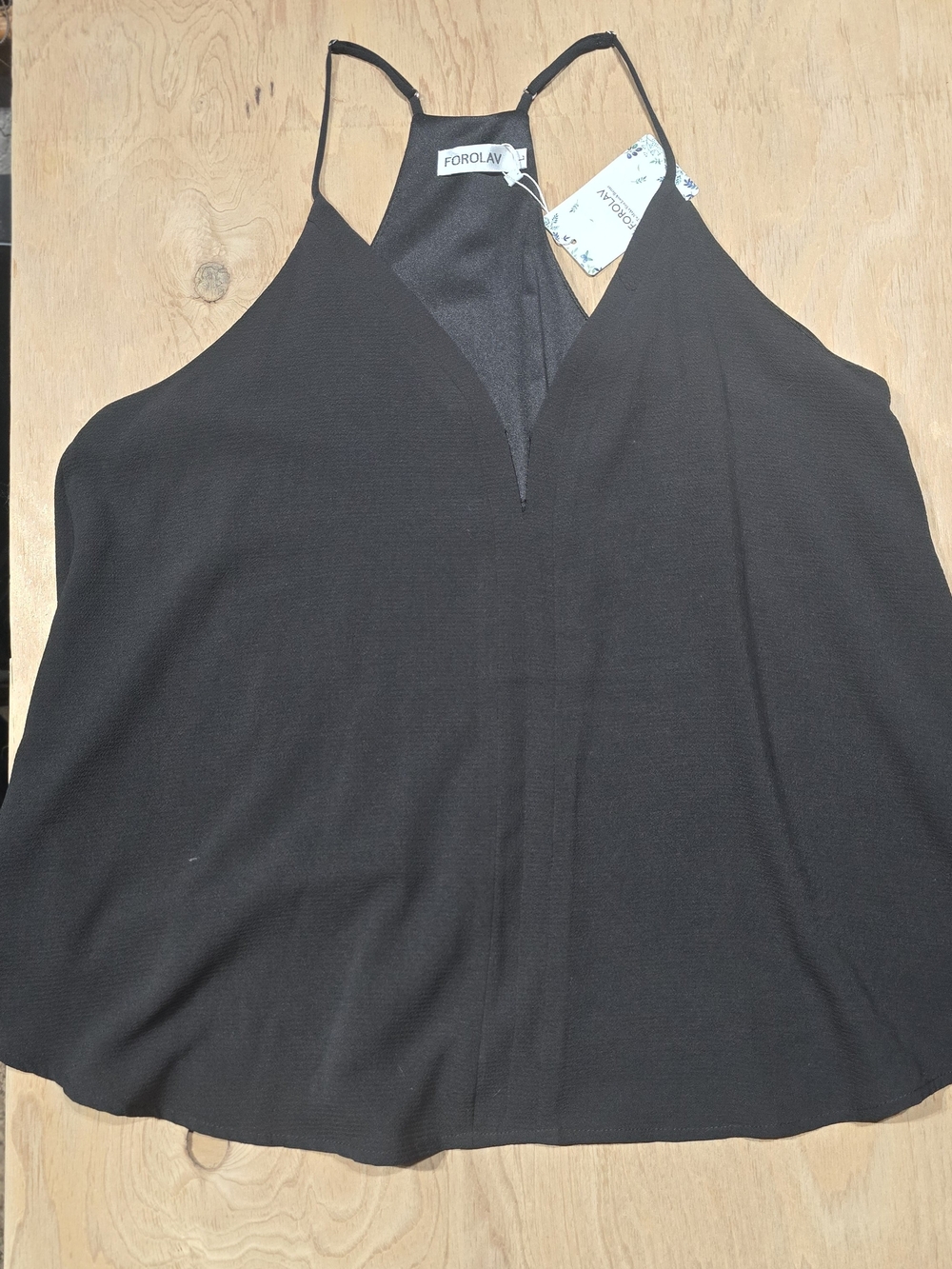 Women's Black Spaghetti-Strap V-Neck Cami